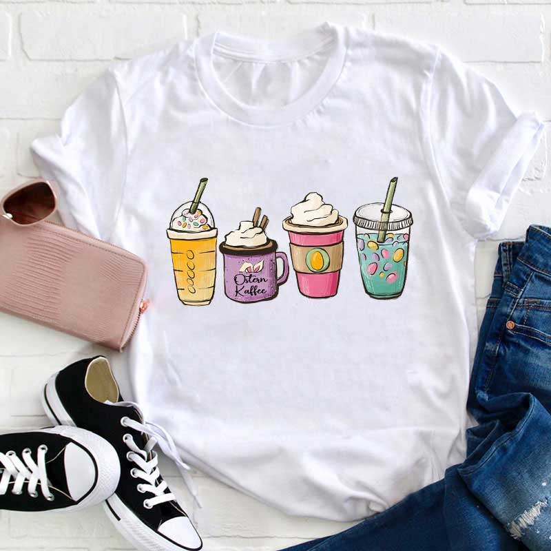 Ostern Kaffee Hase und Ei Lehrer T-Shirt