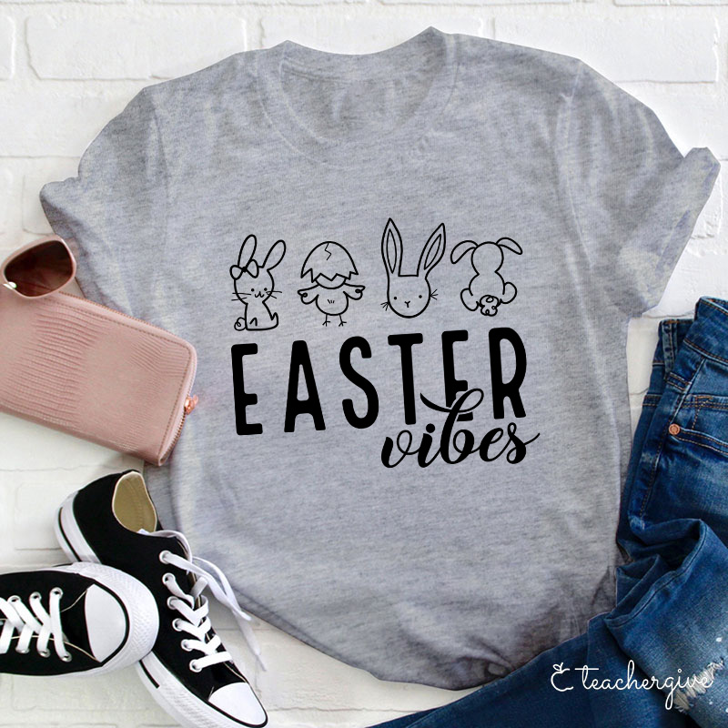 Easter Bunnies Happy Day Teacher T-Shirt