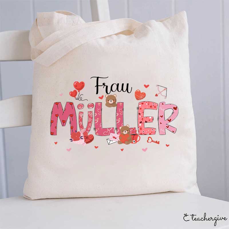 Personalisiert Name Süßeste Kleine Herzen Lehrer Tragetasche