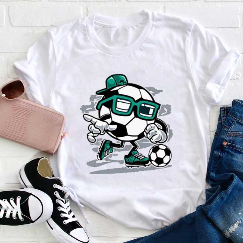 Super Fußball Kind mit Brille und Hut Lehrer T-Shirt