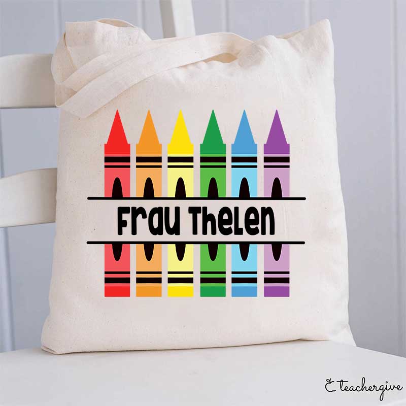 Personalisiert Name Bunt Bleistift Lehrer Tragetasche