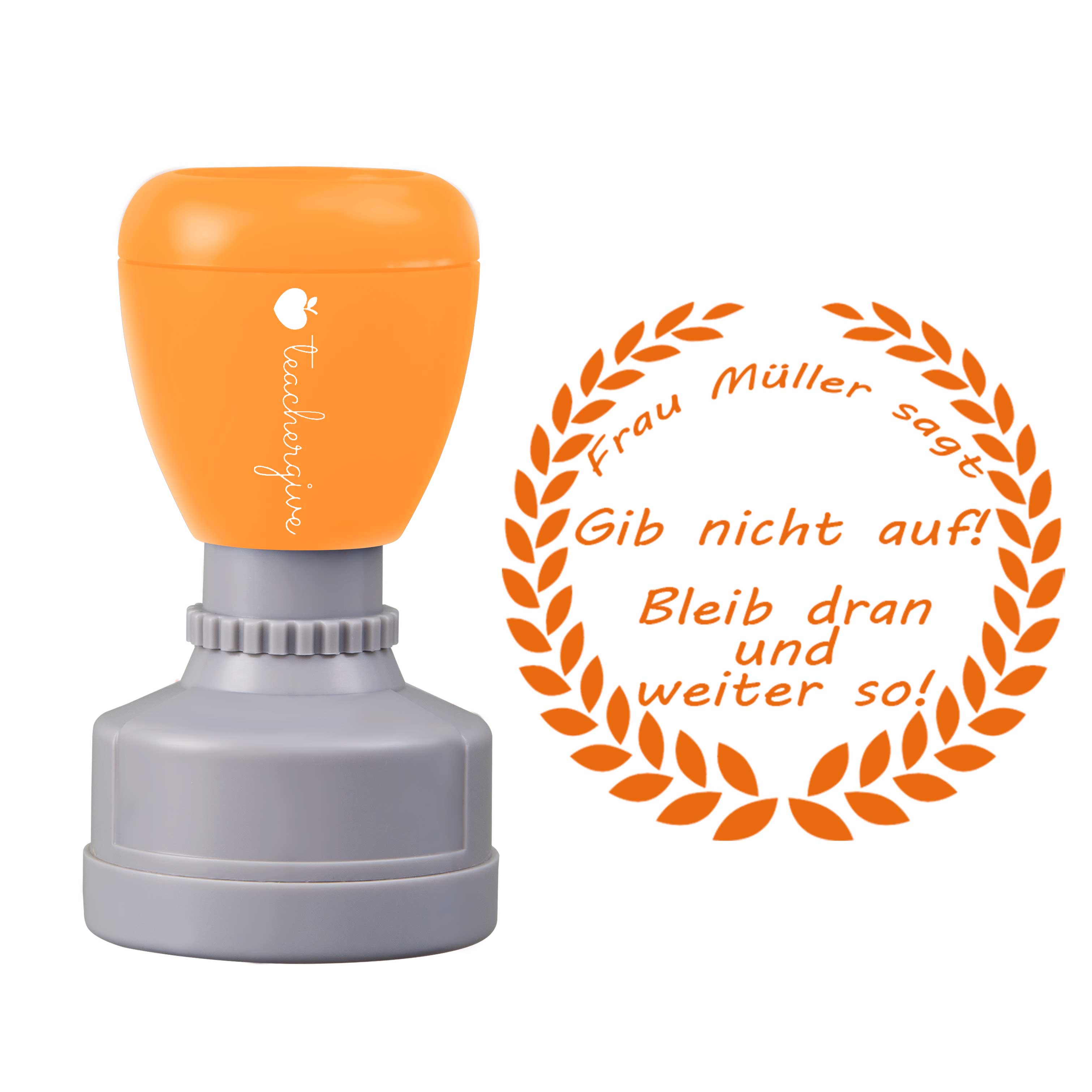 Personalisiert Name sagt Gib nicht auf Bleib dran und weiter so Lehrer Stempel
