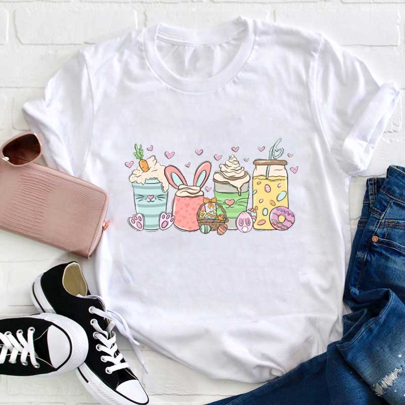 Osterhase Getränke und Liebe Lehrer T-Shirt