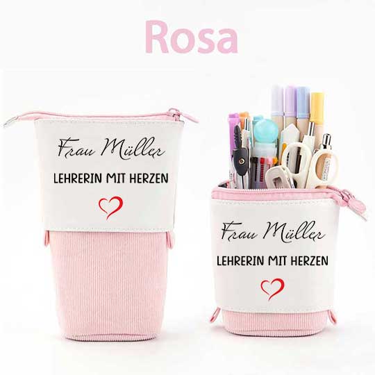 Personalisiert Name Lehrerin mit Herzen Federmäppchen Mäppchen