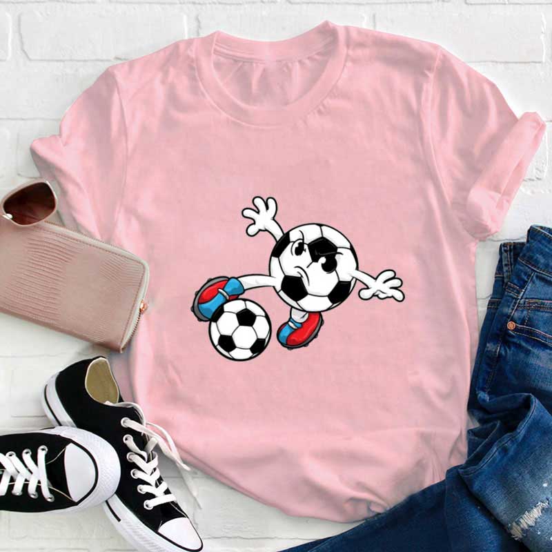 Cartoon Fußballkind spielt Fußball Lehrer T-Shirt