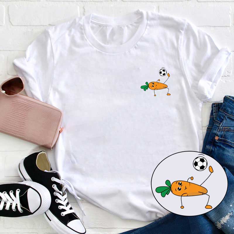Karotte und Fußball Lehrer T-Shirt