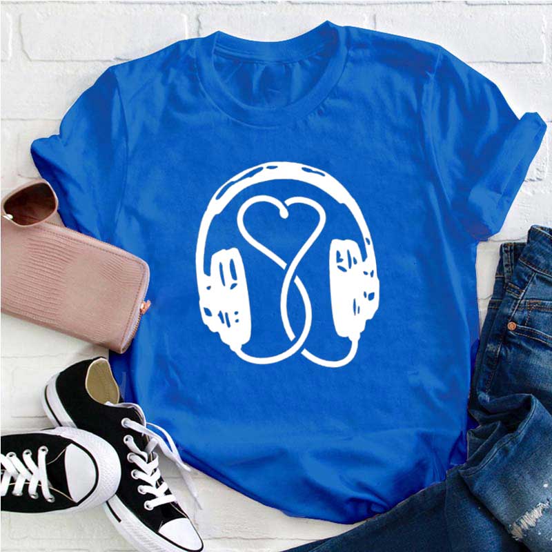 Herz Musik Kopfhörer Lehrer T-Shirt