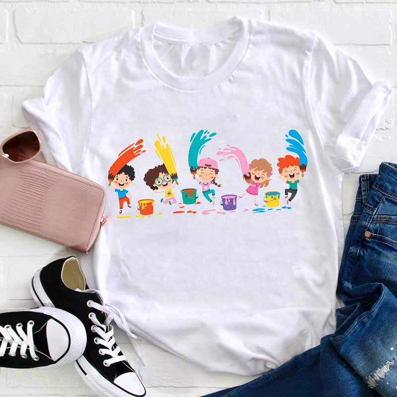 Wir Lieben Kunst Lehrer T-Shirt