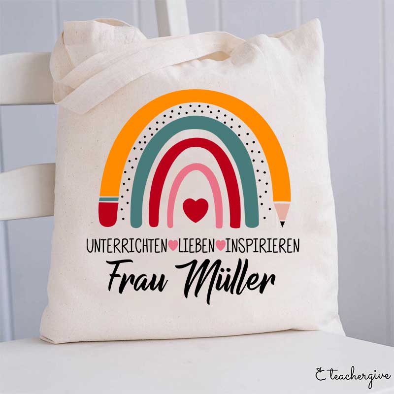 Personalisiert Name Liebe Inspirieren Lehrer Tragetasche