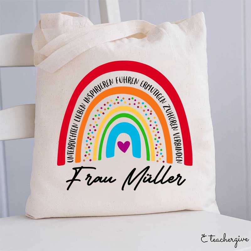 Personalisiert Name Rot Regenbogen Fähigkeit Lehrer Tragetasche