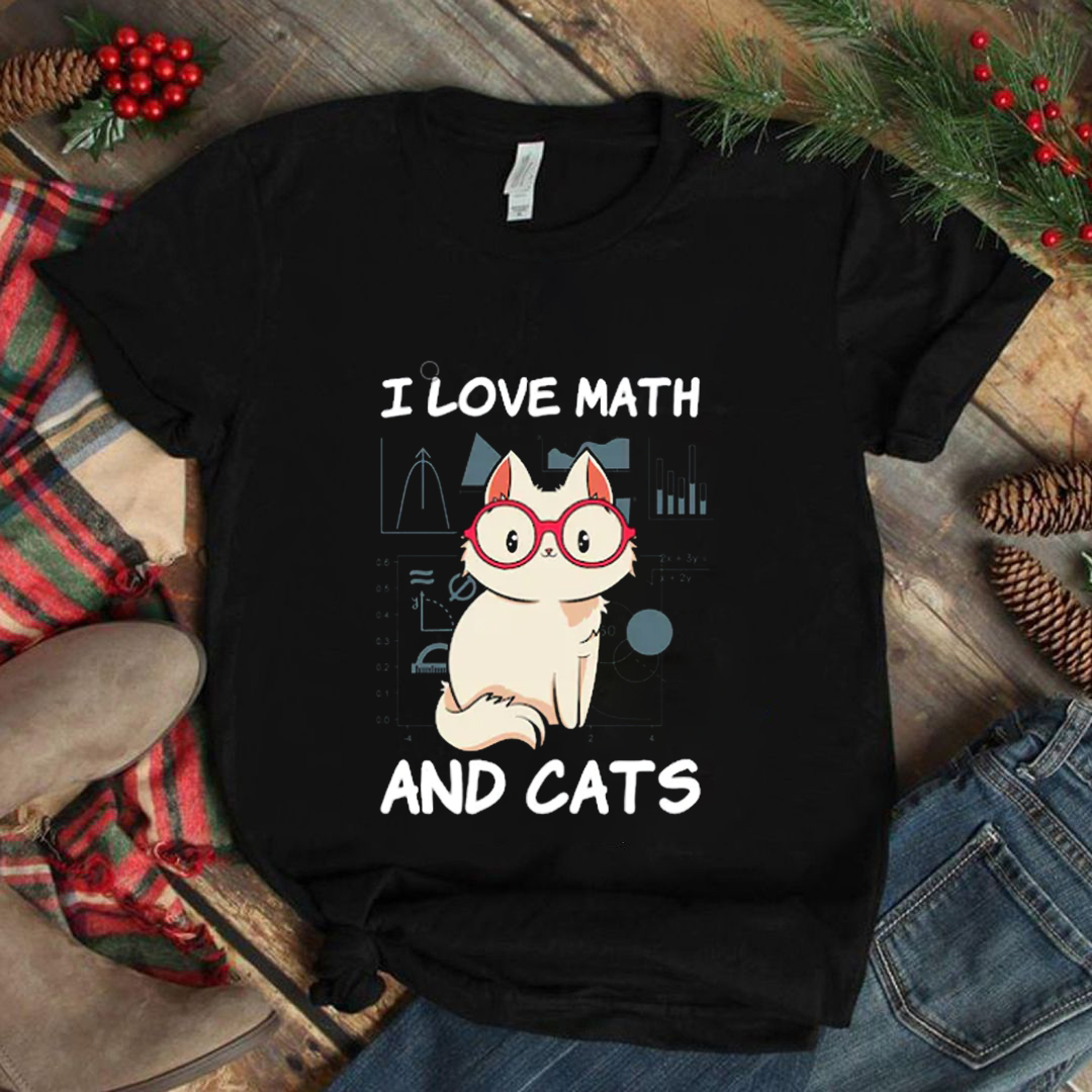 I Love Math And Cats Funny T-Shirt