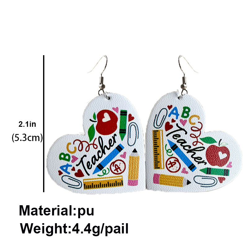 Leather Heart Pencil Earrings