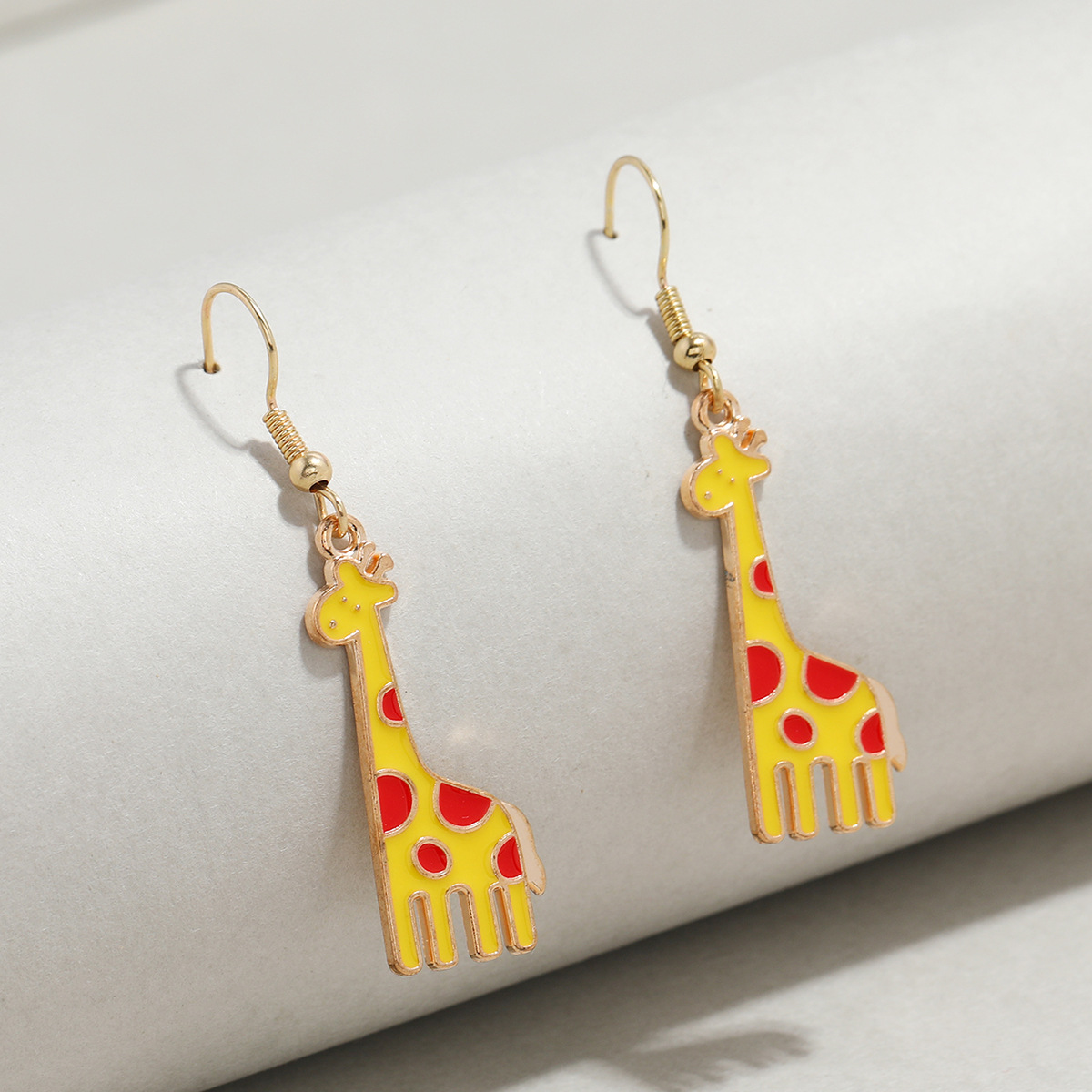 Cartoon Yellow Giraffe Metal Earrings