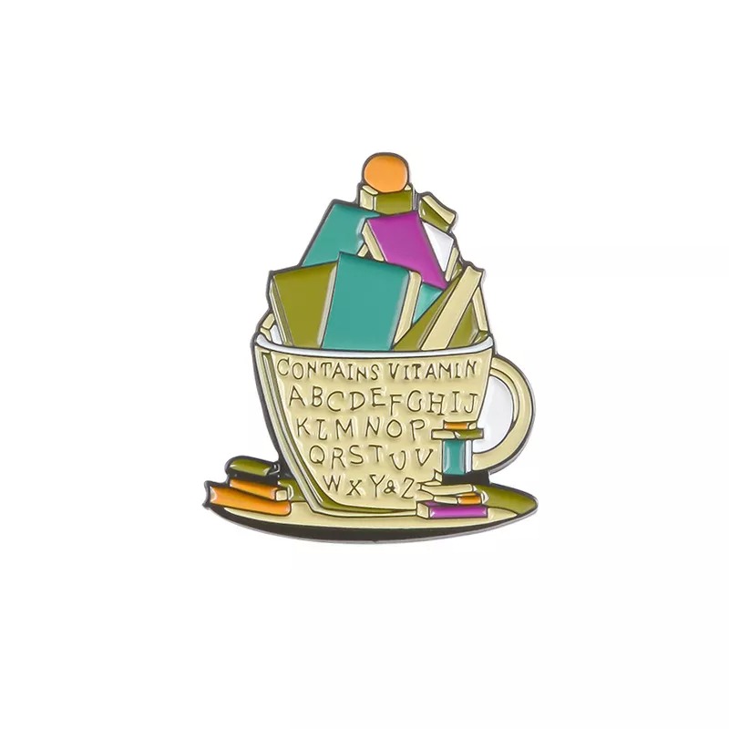 Coffee Cup And Book Pin Set