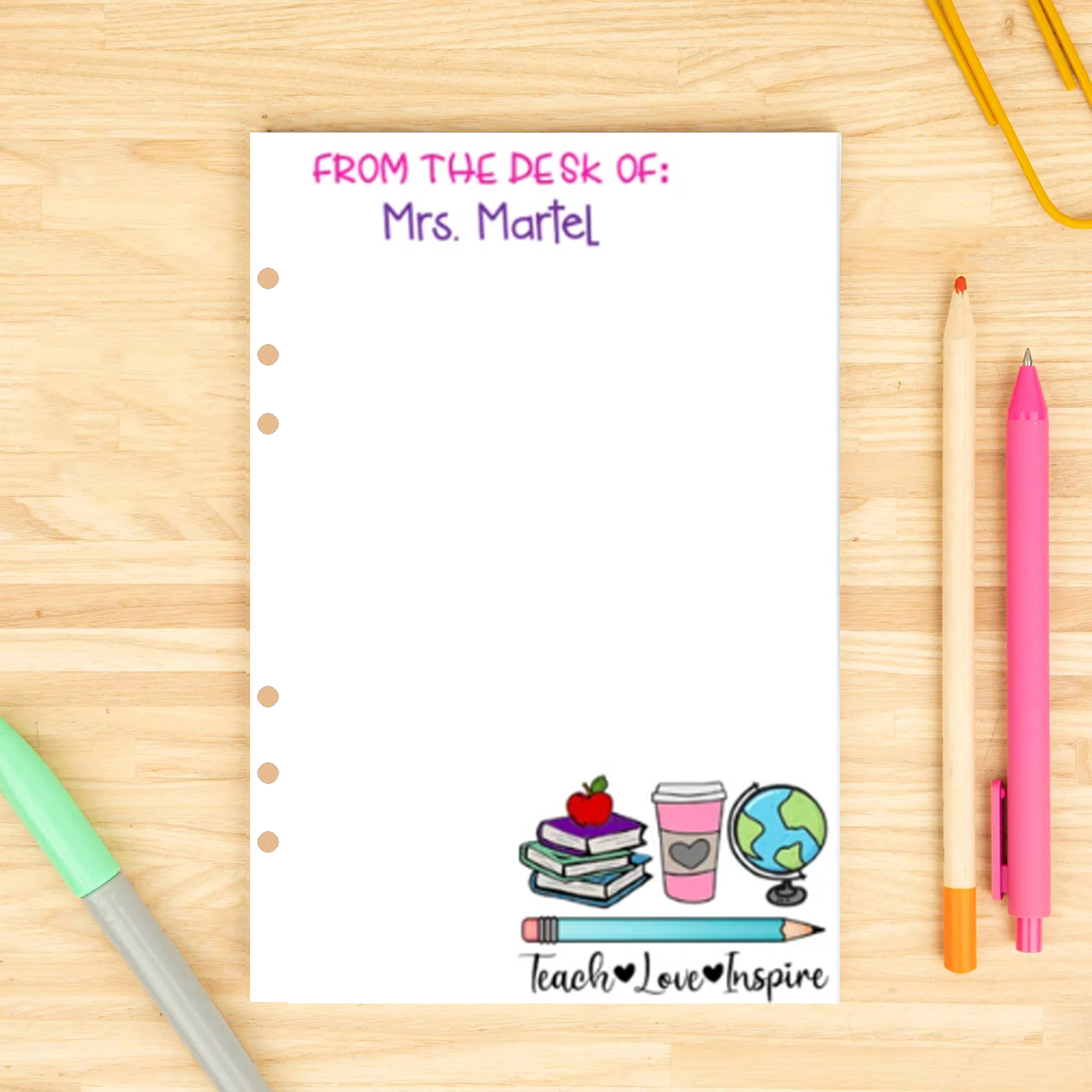 Personalized Teacher Love Inspire Cartoon Planner