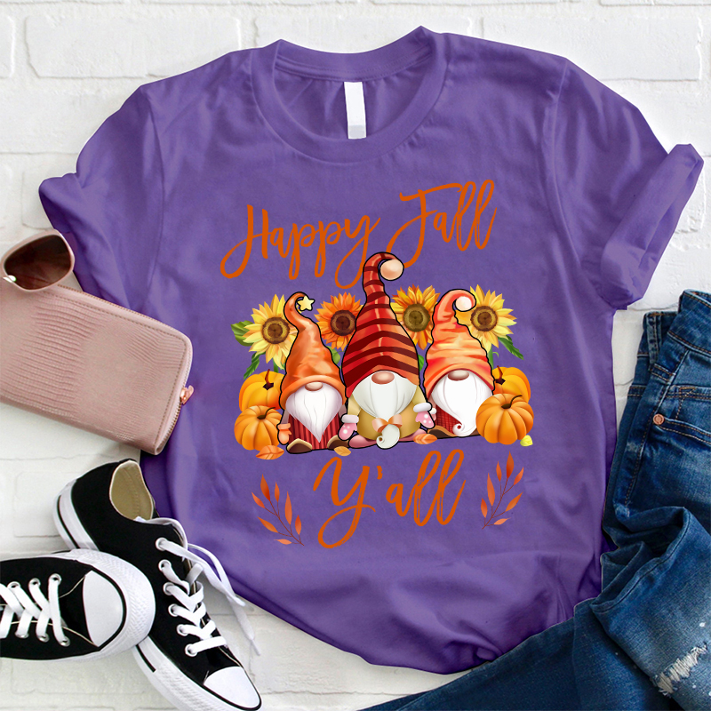 Happy Fall Y'all Gnome Teacher T-Shirt