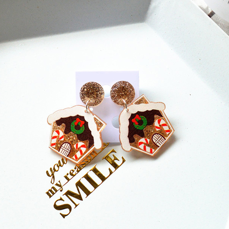 Gingerbread House For Christmas Acrylic Earrings
