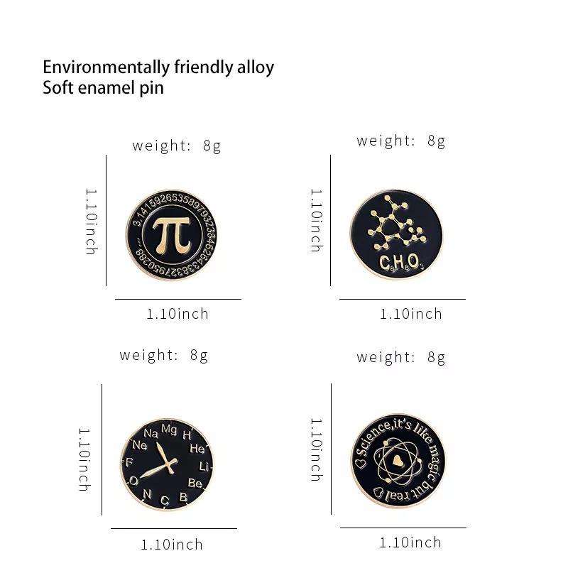 Schwarzes mathematisches chemisches Symbol Pin-Set
