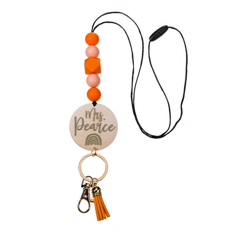 Personalized Multicolor Geometric Beaded Tassel Lanyard