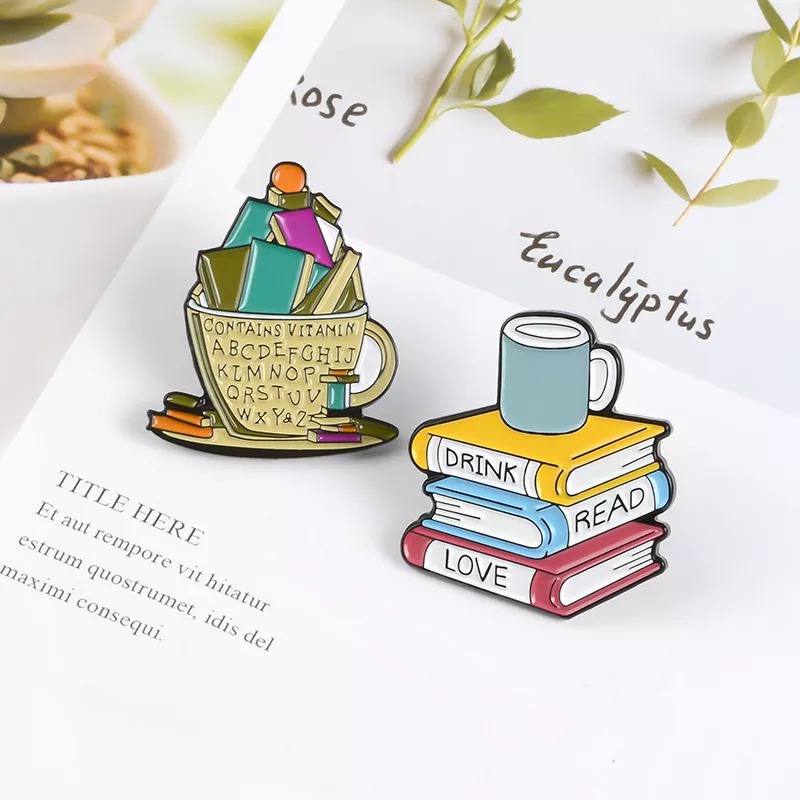 Coffee Cup And Book Pin Set