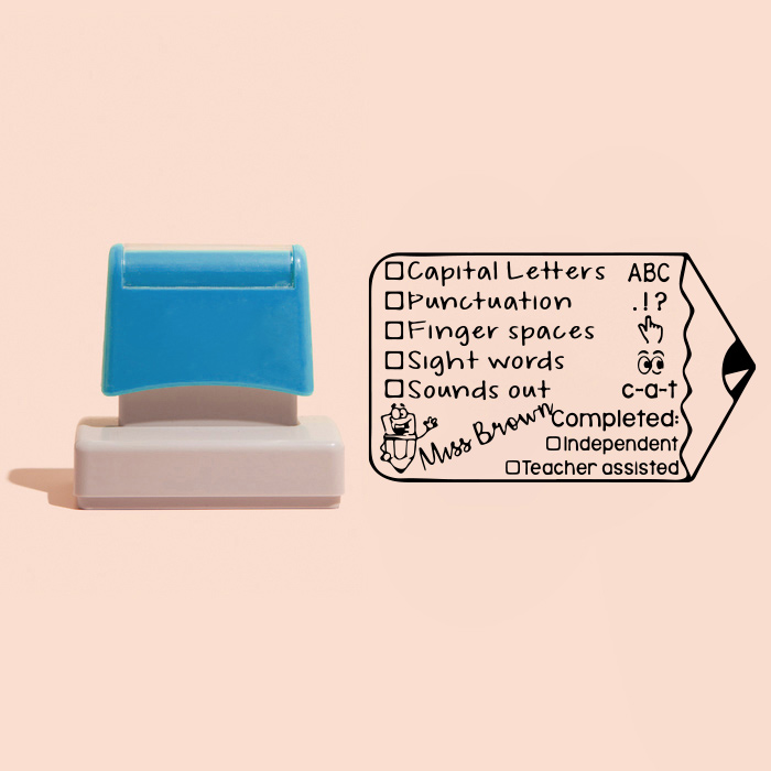 Personalized Pencil Teacher Assisted Large Rectangle Stamp