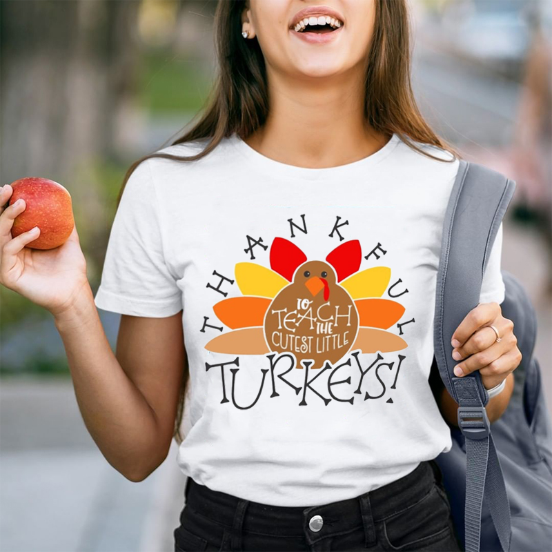I Teach The Cutest Turkeys Thankful Teacher T-Shirt