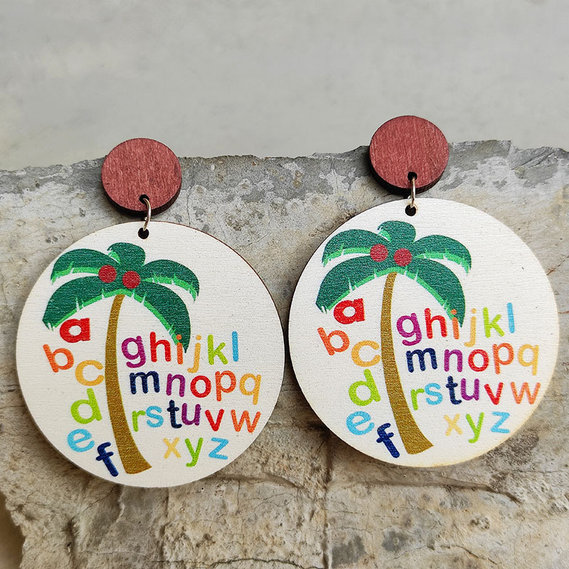 Coconut Tree Wooden Earrings