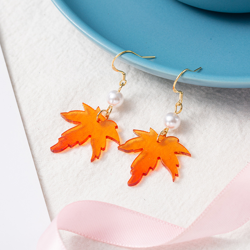Red maple leaves Acrylic Teacher Earrings