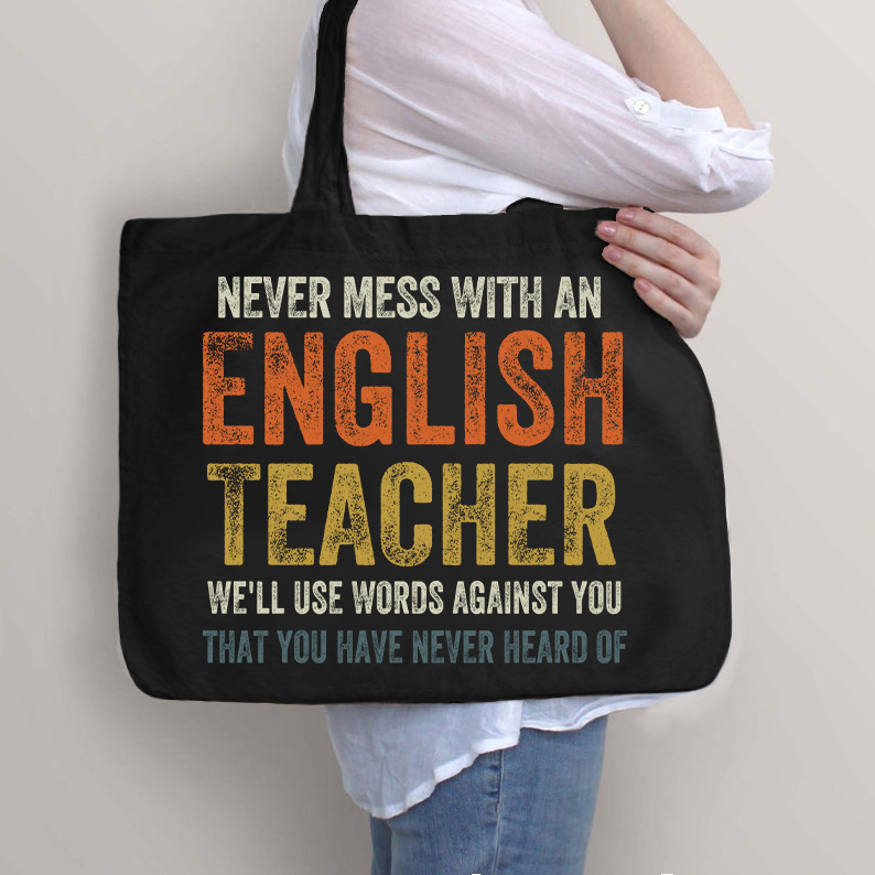 Legen Sie sich niemals mit einer Tragetasche mit Reißverschluss für Englischlehrer an Tasche