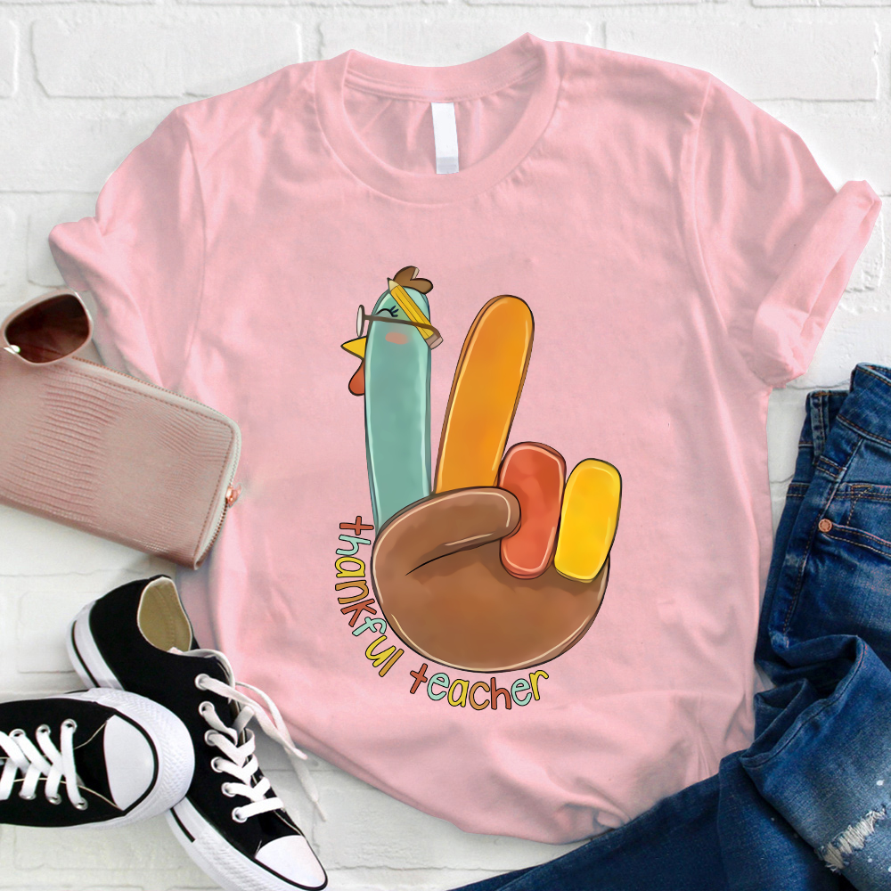 Funny Turkey Thankful Teacher T-Shirt