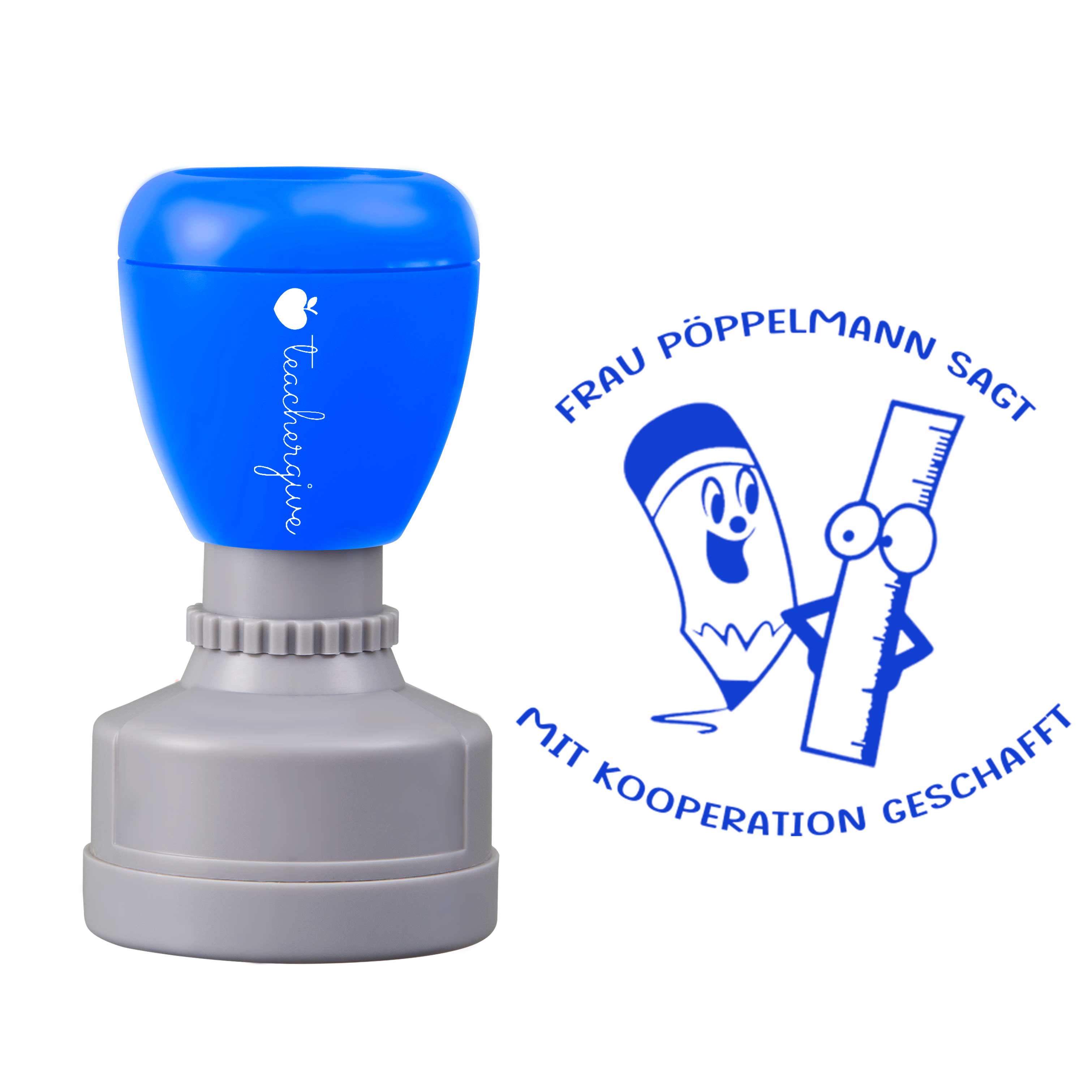 Personalisiert Name sagt mit Kooperation geschafft Lehrer Stempel