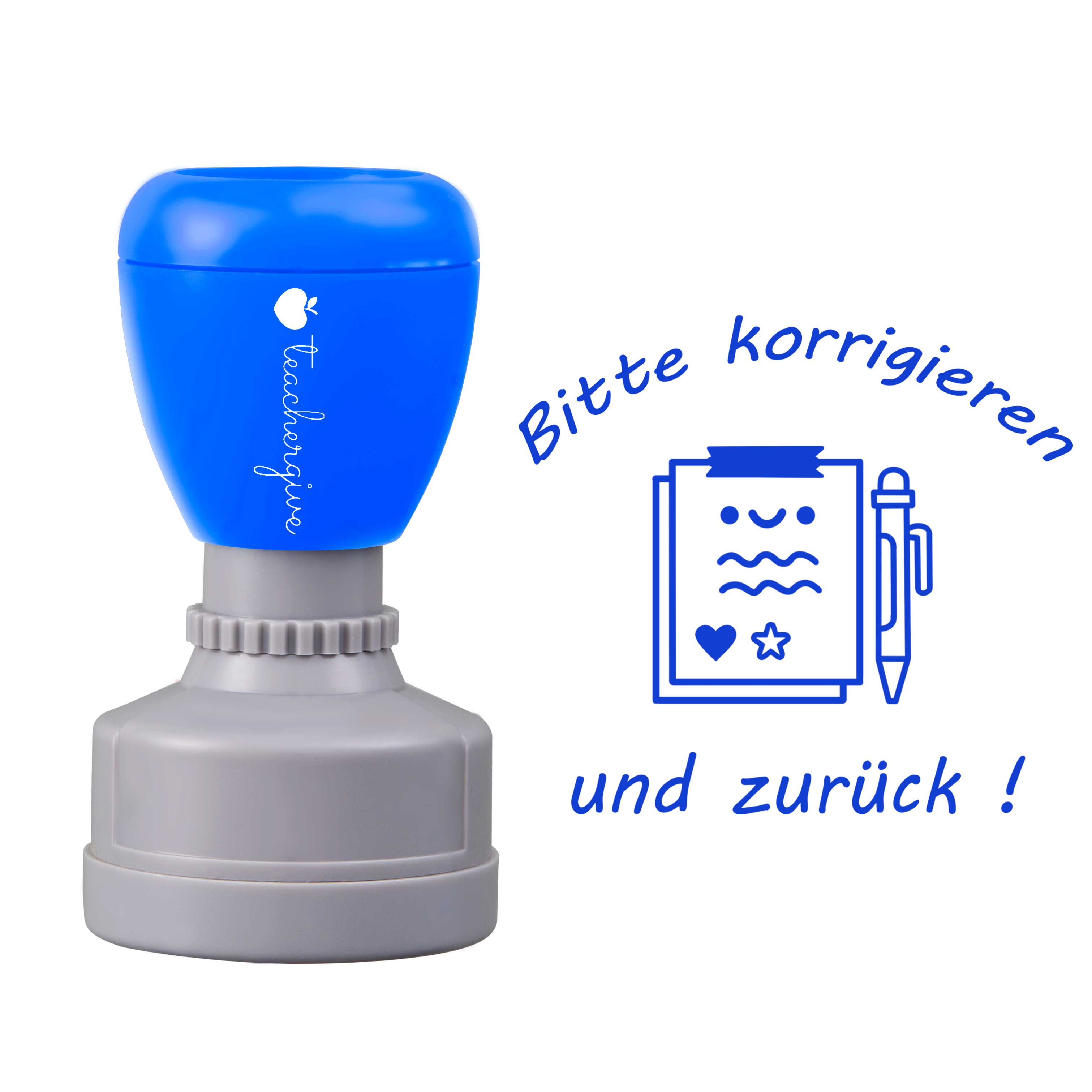 Bitte korrigieren und zurück Lehrer Stempel