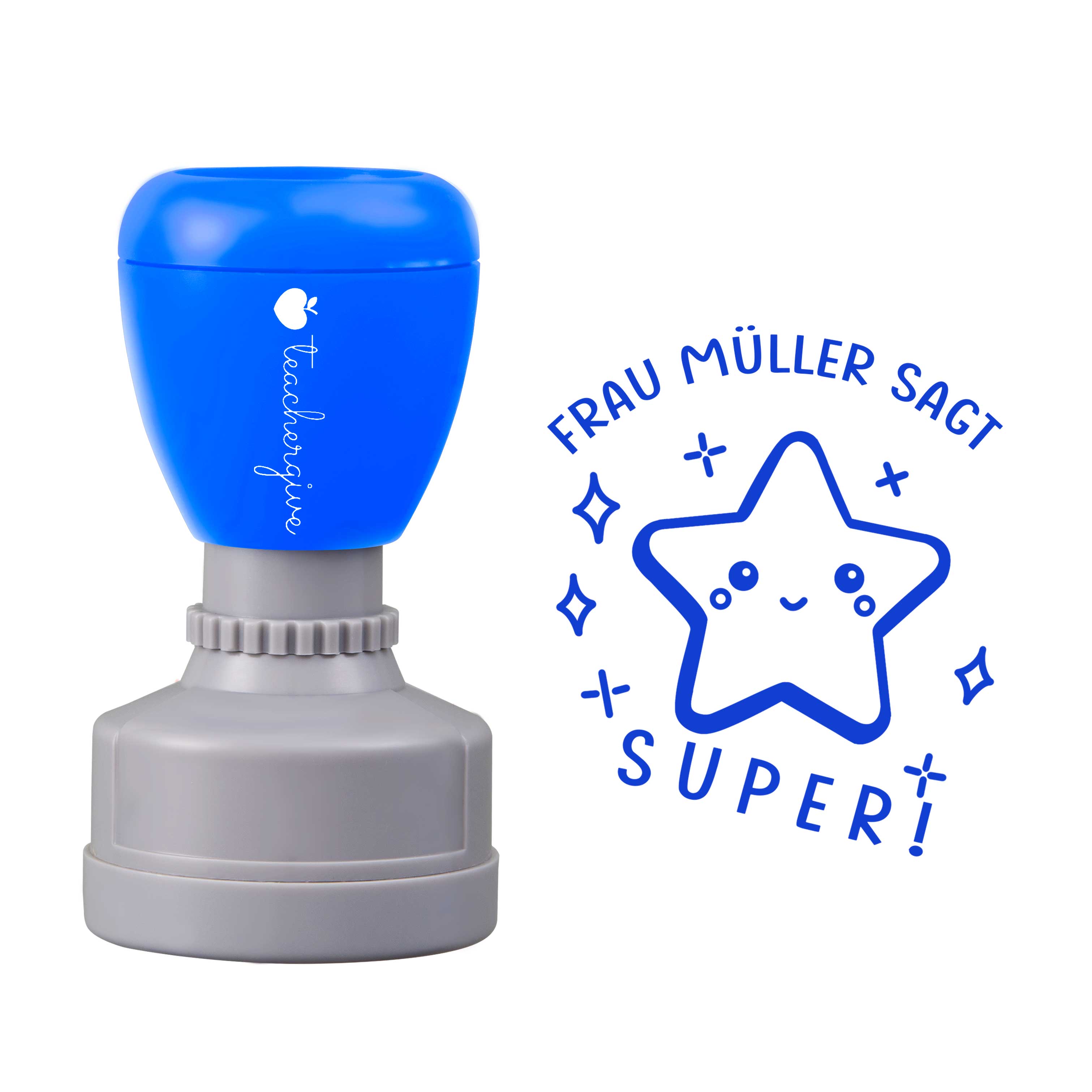 Personalisiert Name sagt SUPER Lehrer Stempel