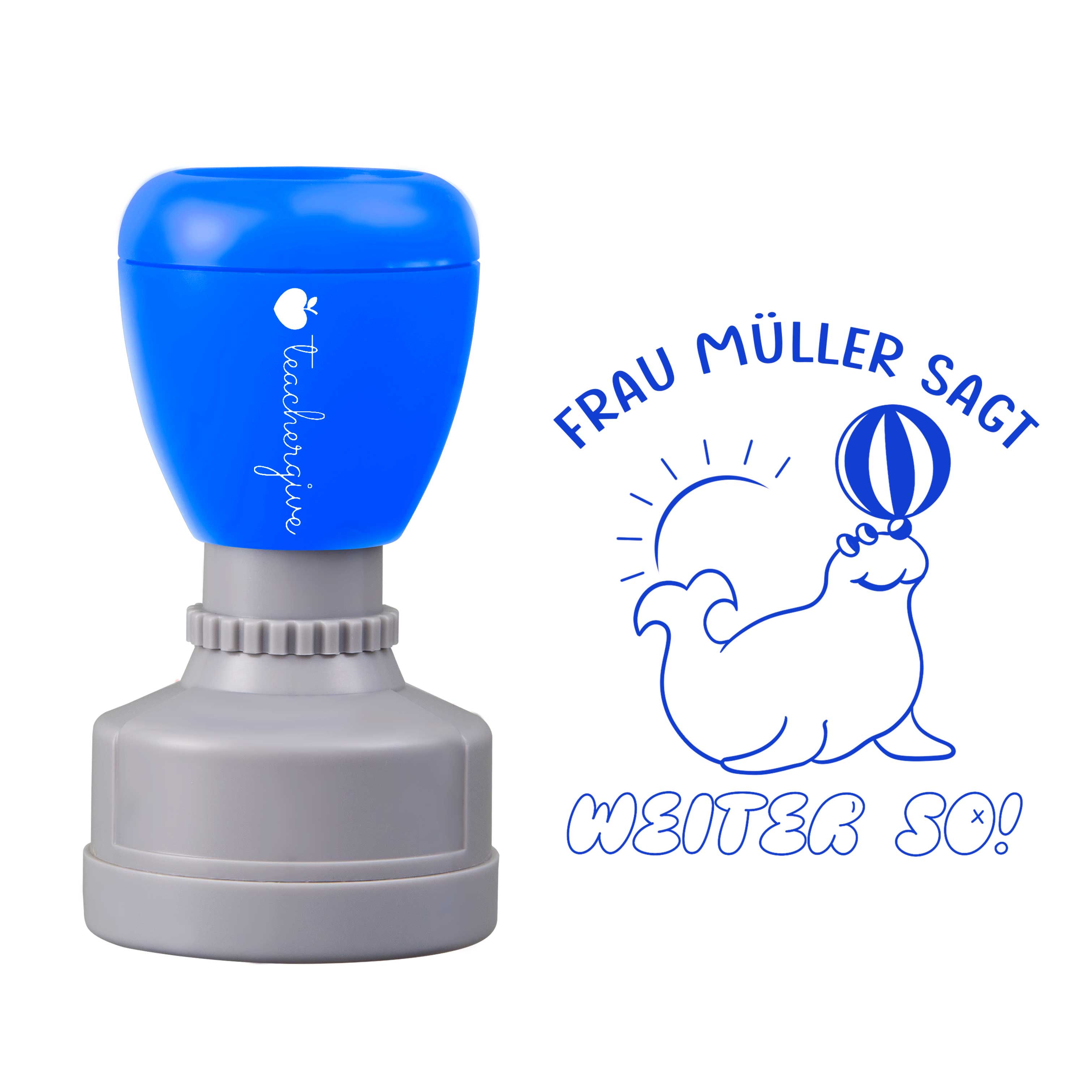 Personalisiert Name sagt weiter so Lehrer Stempel