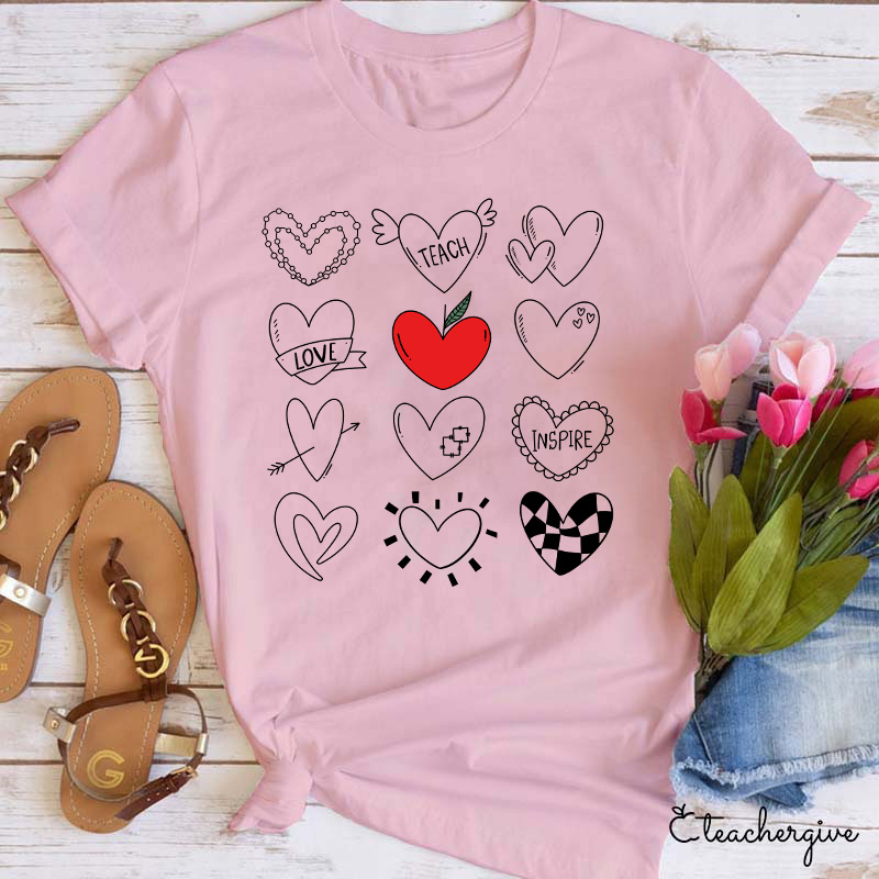 Teach Love Inspire Heart Collection Teacher T-Shirt