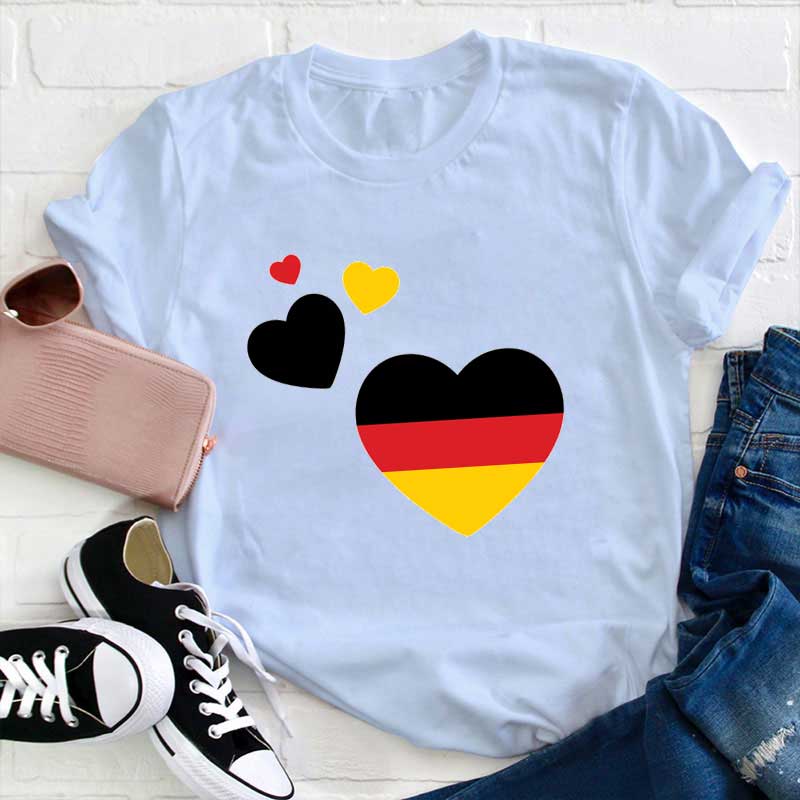 Deutschland Liebe Herz Lehrer T-Shirt