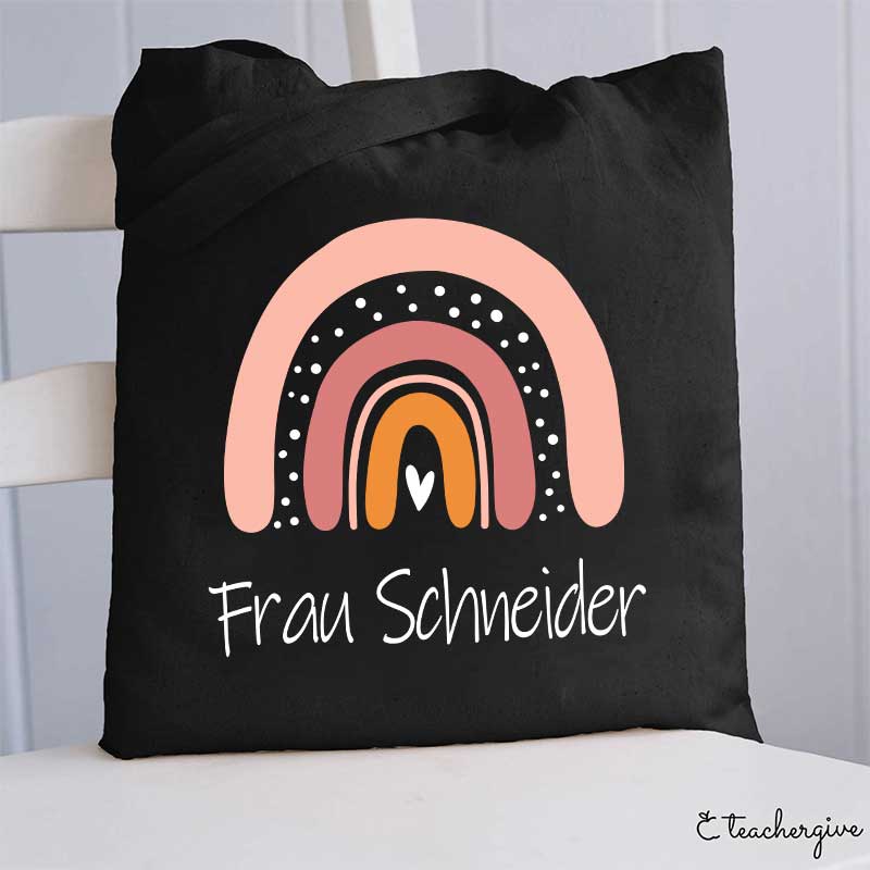 Personalisiert Rosa Regenbogen Baumwoll Lehrer Tragetasche