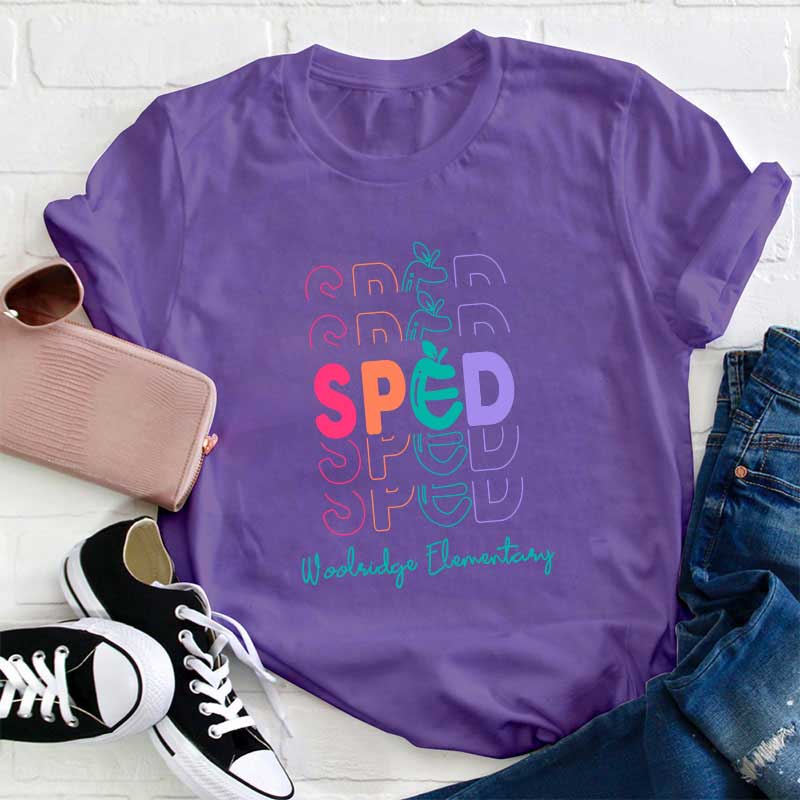 Personalisiertes Bunte Äpfel Lehrer T-Shirt