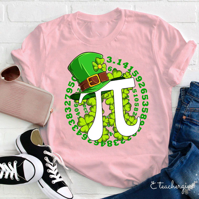 Irish Number Pi Leprechuaun Hat Teacher T-Shirt