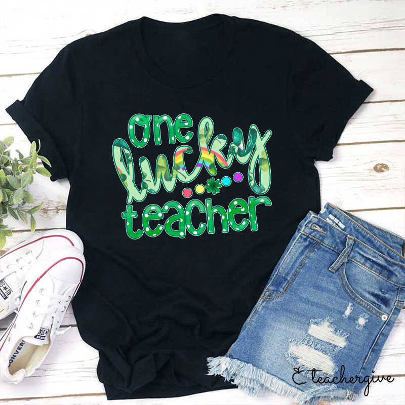 One Rainbow Color Lucky Teacher T-Shirt