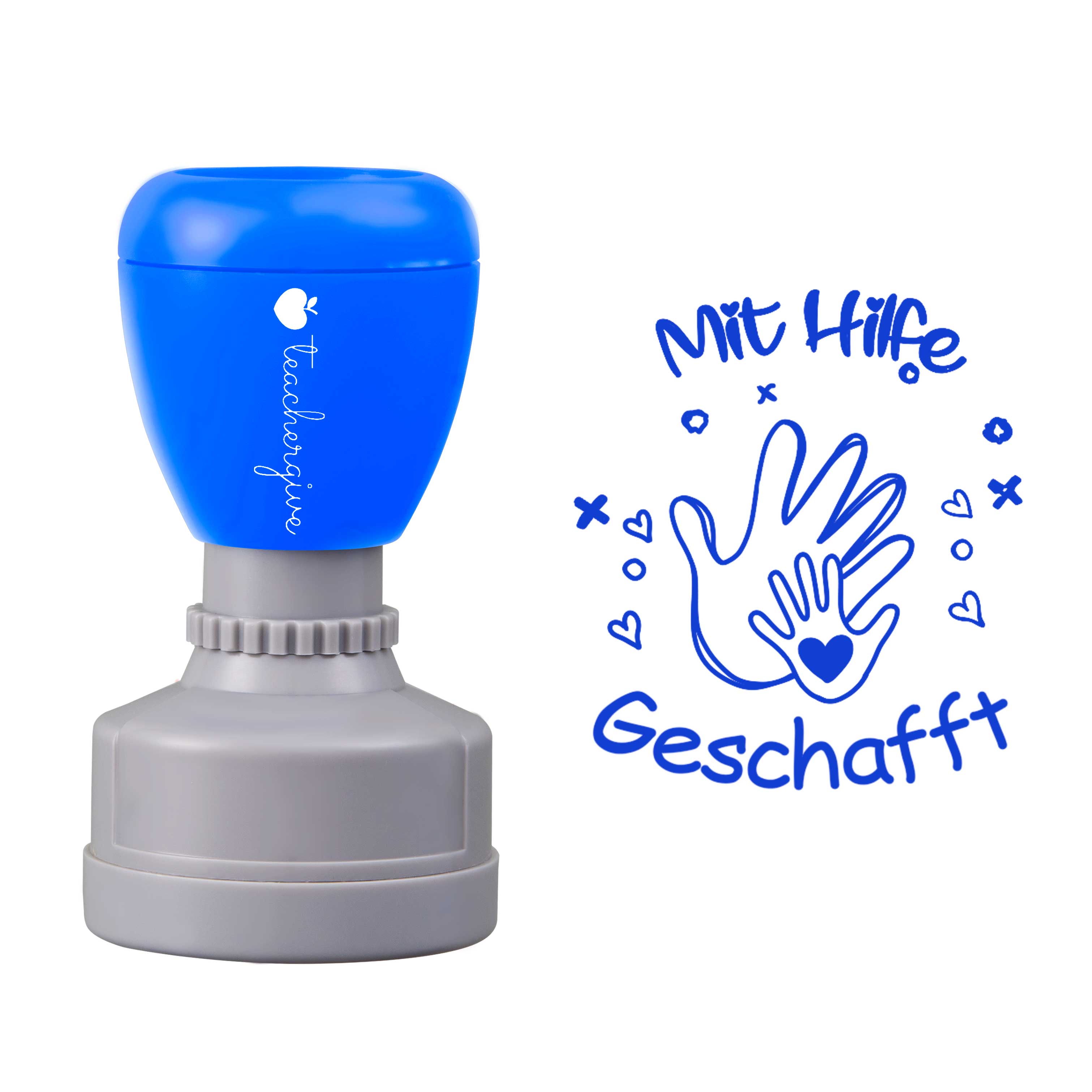 Mit Hilfe Geschafft Lehrer Stempel