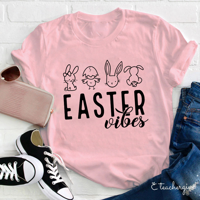 Easter Bunnies Happy Day Teacher T-Shirt