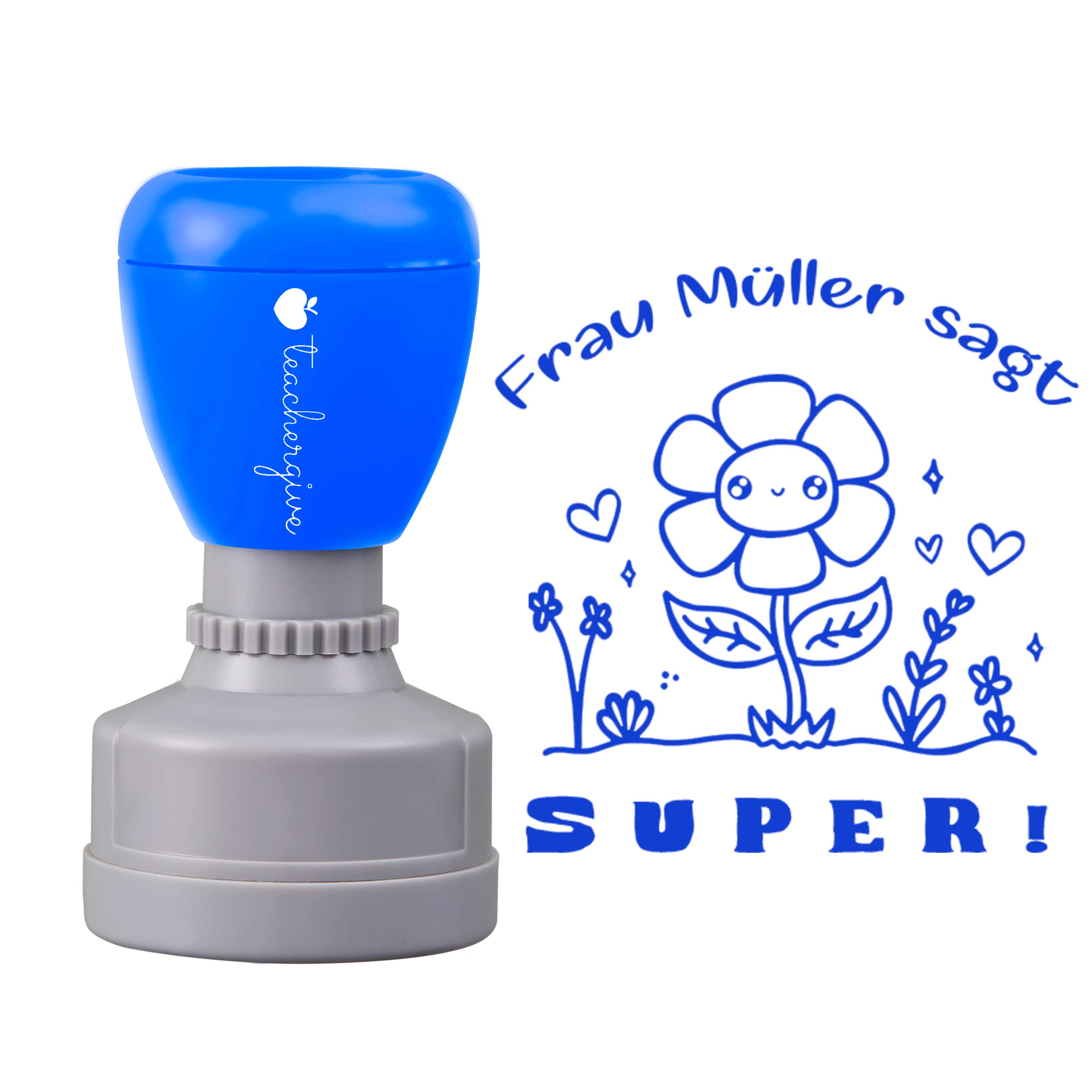 Personalisiert Name sagt super Lehrer Stempel