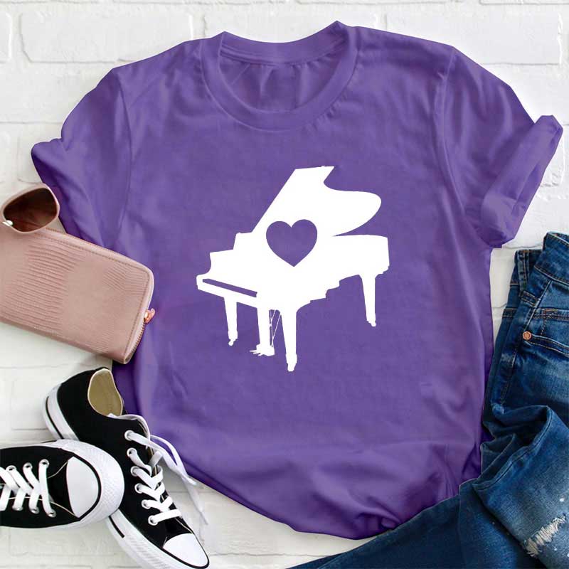 Herz Klavier Lehrer T-Shirt