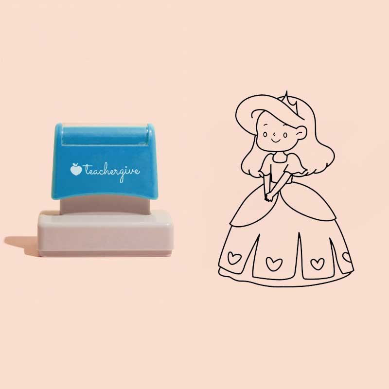 Zeichne ein schönes kleines Mädchen Lehrer Großer Rechteckiger Stempel
