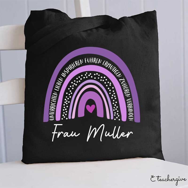Personalisiert Name Lila Regenbogen Lehrer Tragetasche
