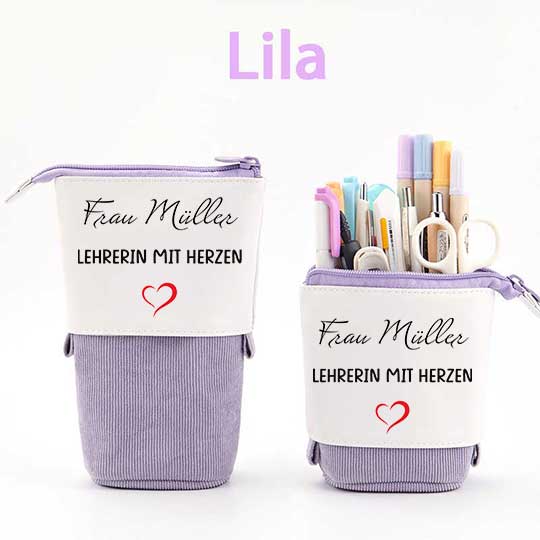 Personalisiert Name Lehrerin mit Herzen Federmäppchen Mäppchen