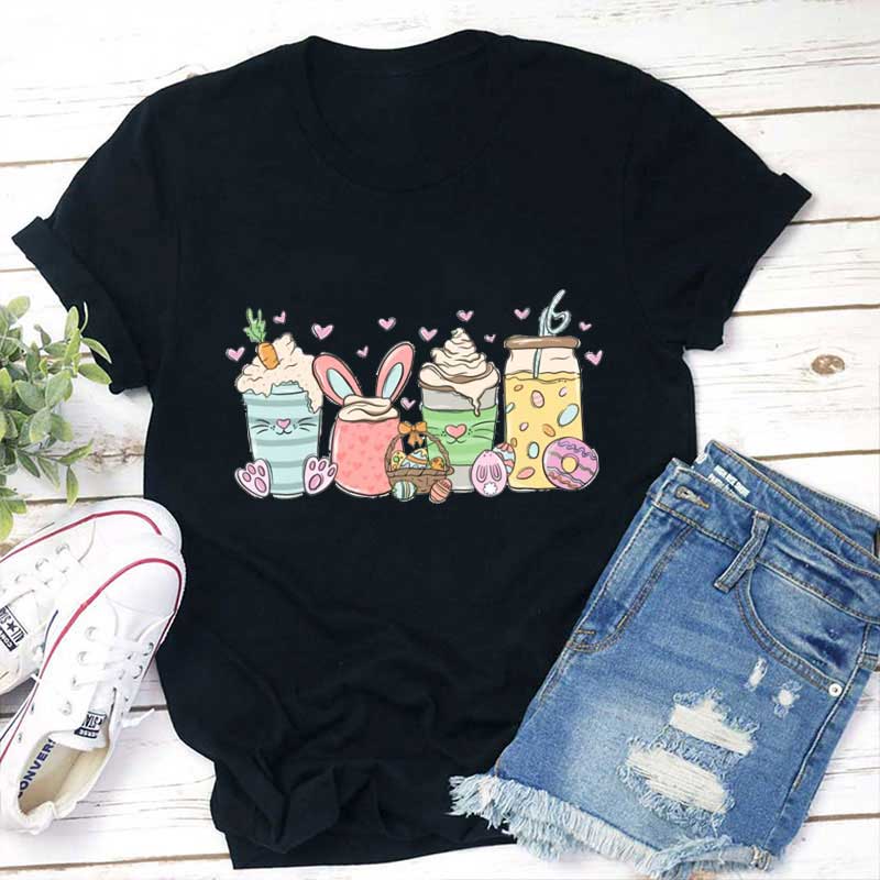 Osterhase Getränke und Liebe Lehrer T-Shirt