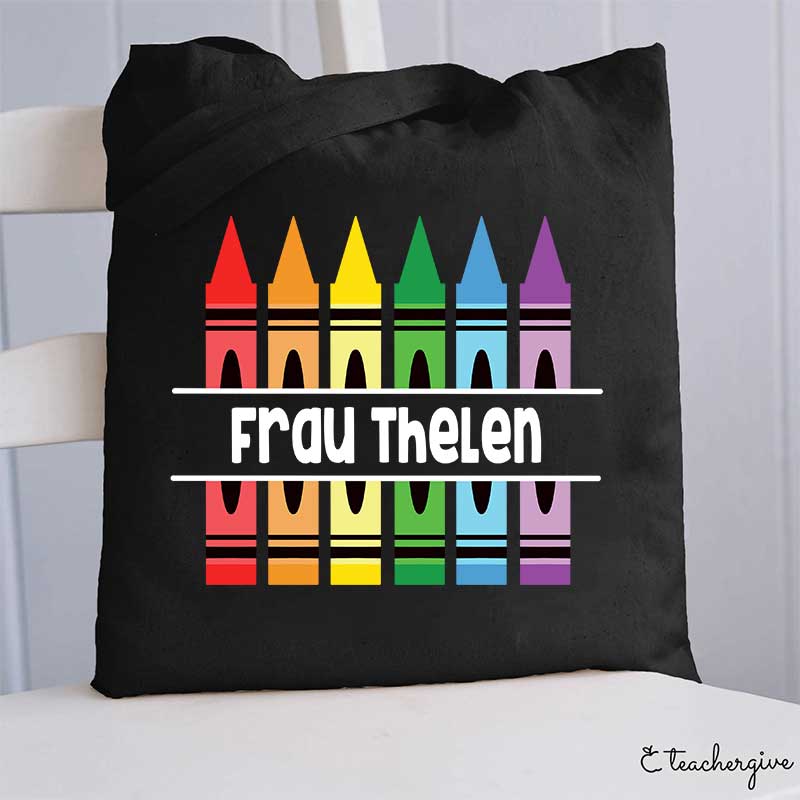 Personalisiert Name Bunt Bleistift Lehrer Tragetasche