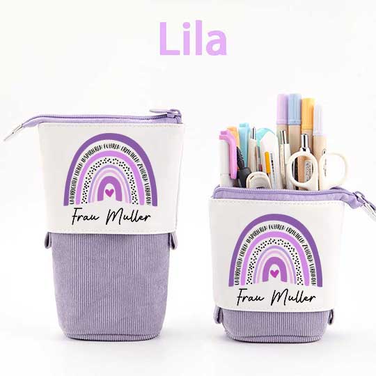 Personalisiert Name Lila Regenbogen Federmäppchen Mäppchen